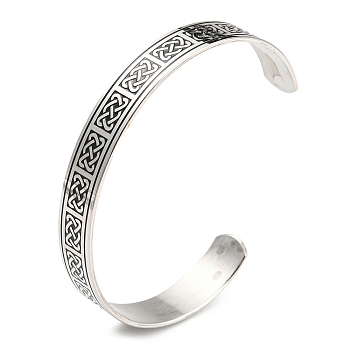 304 Stainless Steel Open Cuff Bangles, Trinity Knot, Stainless Steel Color, Inner Diameter: 2-1/8~2-1/2 inch(5.45~6.35cm)