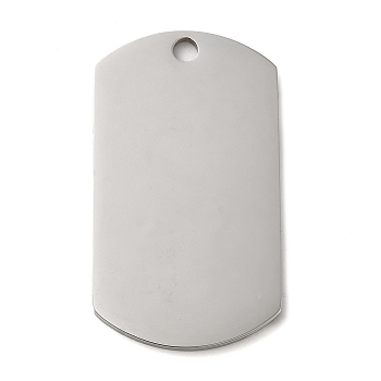 304 Stainless Steel Pendants, Stamping Blank Tag, Rectangle Charm, Stainless Steel Color, 39x22x1.5mm, Hole: 3mm