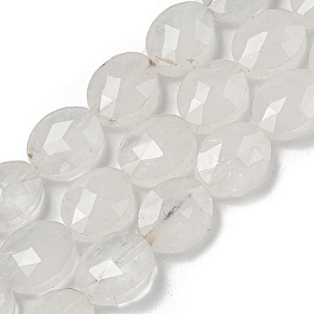 Natural Quartz Crystal Beads Strands, Faceted, Rock Crystal Flat Oval, 10x8x5mm, Hole: 1mm, about 38pcs/strand, 15.04''(38.2cm)