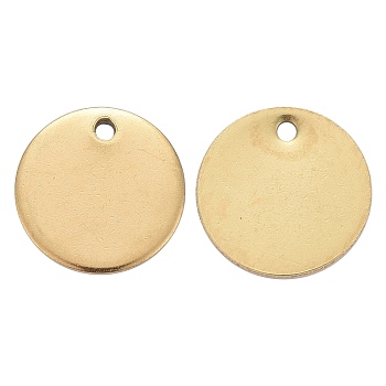 Ion Plating(IP) 304 Stainless Steel Charms, Stamping Blank Tag Pendant, Flat Round, Golden, 12x1mm, Hole: 1.4mm