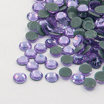 Glass Hotfix Rhinestone, Grade AA, Flat Back & Faceted, Flat Round, Violet, SS20, 4.6~4.8mm, about 1440pcs/bag