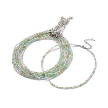 Faceted Rondelle Glass Beaded Necklace for Women, with Alloy Clasps, Colorful, 16.14 inch(41cm), 3mm