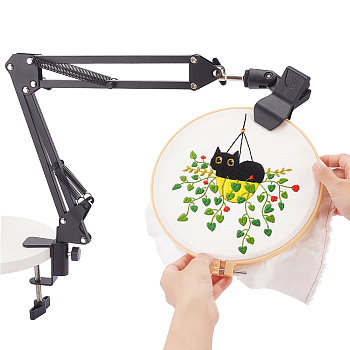 Plastic Support Spring Clamp, Embroidery Table Stand Kit, Black, 79.5~285x85~112x10~49mm, Hole: 8mm