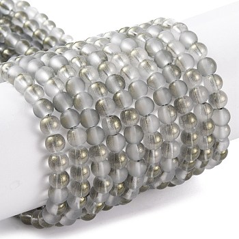 Transparent Glass Bead Strands, with Gold Powder, Round, Slate Gray, 6mm, Hole: 1mm, about 146pcs/strand, 31.02''(78.8cm)