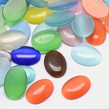 Cat Eye Cabochons, Oval, Mixed Color, 30x20x4.5mm