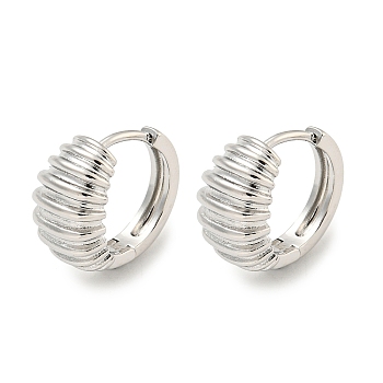 Brass Hoop Earrings, Real Platinum Plated, 14x8.5mm