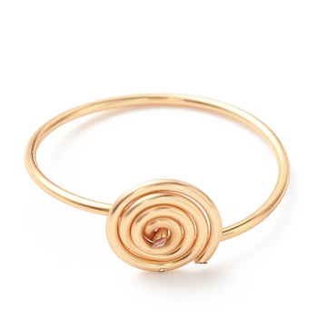 Copper Wire Wrap Vortex Finger Ring for Women, Golden, US Size 8 3/4(18.7mm)