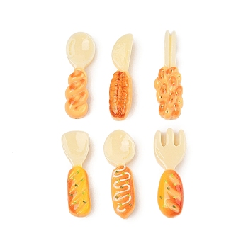 Dining Tool Theme Opaque Resin Cabochons, Mixed Color, Mixed Shapes, 20x6.5x5.5mm