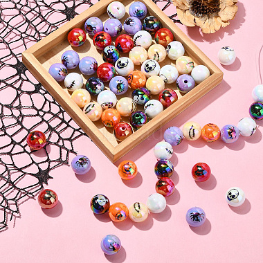 50個のハロウィーンテーマメッキアクリルビーズ(OACR-CJ0002-21)-5