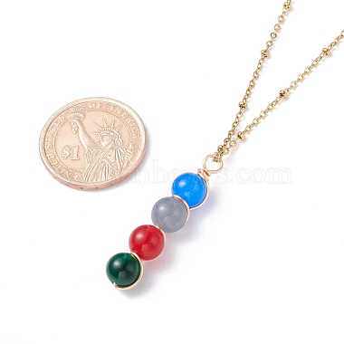 Natural White Jade Beads Pendants Necklace for Women(NJEW-JN03762)-8