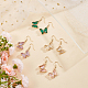 4 Pairs 4 Colors Real 14K Gold Plated Cubic Zirconia Butterfly Dangle Earrings(EJEW-AN0003-82)-7