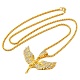 Angel Shape Rhinestone Pendant Necklace with Zinc Alloy Box Chains(NJEW-G118-03G)-3