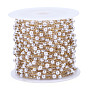 ABS Plastic Pearl Round Beaded Chains, with Real 14K Gold Plated 316 Stainless Steel Cable Chains, Soldered, with Spool, Creamy White, 3x2.5mm, about 16.40 Feet(5m)/Roll