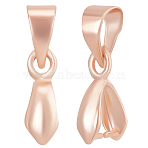 50Pcs Rack Plating Brass Pendant Pinch Bails, Ice Pick Pinch Bails, Nickel Free, Rose Gold, 10.5x5.5x3mm, Hole: 4x5mm(KK-BBC0005-84)
