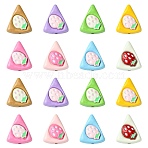 16Pcs 8 Colors Zinc Alloy Beads, Triangle with Strawberry Pattern and Word Sweet, Mixed Color, 14x12x5.5mm, Hole: 1.6mm, 2pcs/color(FIND-CJ0003-82)
