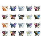 100Pcs 10 Colors Electroplate Transparent Glass Beads, Butterfly, Mixed Color, 7.5x10x6mm, Hole: 1mm, 10pcs/color(EGLA-CJ0001-13)