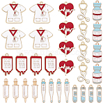 32Pcs 8 Styles Medical Theme Alloy Enamel Pendants, Mixed Shapes, 23~30x6~29.5x1~1.5mm, Hole: 1.5~1.8mm, 4pcs/style(ENAM-SC0007-59)