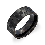 Stainless Steel Finger Rings, Rectangle Pattern, Black, US Size 8(18.1mm)(HC9665-7)