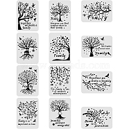 Plastic Reusable Drawing Painting Stencils Templates Sets, for Painting on Scrapbook Fabric Canvas Tiles Floor Furniture Wood, Tree Pattern, 21x29.7cm, 12pcs/set(DIY-WH0172-108)