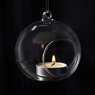 Hollow Glass Ball for Decoration, Glass Candle Cups Holder, Round, Clear, 60mm(PW-WG116EB-01)