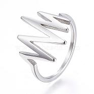 304 Stainless Steel Finger Rings, Heartbeat Rings, Size 6~9, Stainless Steel Color, 16~19mm(RJEW-G081-54P)