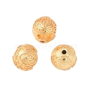 925 Sterling Silver Beads, Round, Real 18K Gold Plated, 8x7.5mm, Hole: 1.2mm(STER-P060-20G)