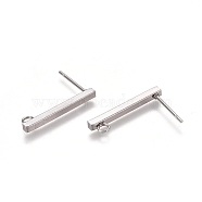 304 Stainless Ear Stud Components, with Loop, Rectangle, Stainless Steel Color, 20x2x2mm, Hole: 1.5mm, Pin: 0.8mm(STAS-M274-012A-P)