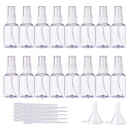 Mini Transparent Plastic Funnel Hopper, 2ml Disposable Plastic Dropper and Transparent Round Shoulder Spray Bottle, Clear, 37x6mm, Hole: 2mm(MRMJ-BC0001-23)