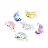 Transparent Electroplate Glass Beads, AB Color Plated, Moon, Mixed Color, 14x9x6.5mm, Hole: 1.2mm(GLAA-F122-01)