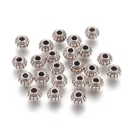 Tibetan Style Alloy Beads, Rondelle, Cadmium Free & Nickel Free & Lead Free, Antique Silver, 6x4.5mm, Hole: 1.5mm(LF10505Y-NF)