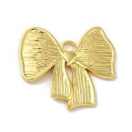 304 Stainless Steel Pendants, Bowknot Charm, Real 18K Gold Plated, 26x28x2mm, Hole: 2.8mm(STAS-Q322-28G-03)