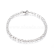 304 Stainless Steel Figaro Chain Bracelets, with Lobster Claw Clasps, Stainless Steel Color, 8-1/8 inch(20.7cm), 4mm(BJEW-E369-10P)