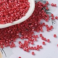 Baking Paint Glass Seed Beads, Cylinder, Crimson, 2.5x2mm, Hole: 1.4mm, about 5039pcs/50g(X-SEED-S042-15A-06)