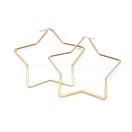 201 Stainless Steel Angular Hoop Earrings, with 304 Stainless Steel Pin, Star, Golden, 84~87x84~87x2mm, Pin: 0.8x1mm(X-EJEW-A053-01D-G)