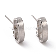 201 Stainless Steel Stud Earring Findings, with Horizontal Loop and 316 Stainless Steel Pin, Oval, Stainless Steel Color, 12x3mm, Hole: 2.5mm, Pin: 0.7mm(STAS-K241-22P)