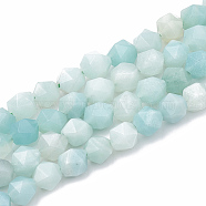Natural Amazonite Beads Strands, Star Cut Round Beads, Faceted, 6~7x5~6mm, Hole: 1mm, about 59~61pcs/strand, 14.2~14.6 inch(X-G-S332-6mm-009)