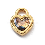 304 Stainless Steel Shell Pendant, PVD Vacuum Plating, Heart, Real 18K Gold Plated, 18x14x4mm, Hole: 5x4mm(STAS-R155-050G)