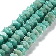 Natural Amazonite Beads Strands, Nuggets, Faceted, 6~8x10.5~14x8~9.5mm, Hole: 1.2mm, about 57~61pcs/strand, 15.16''~15.39''(38.5~39.1cm)(G-D091-A20)