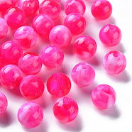 Acrylic Beads, Imitation Gemstone, Round, Deep Pink, 12mm, Hole: 2mm, about 560pcs/500g(MACR-S375-001D-07)