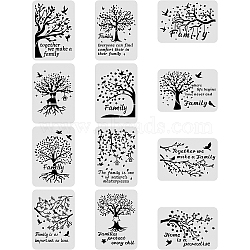 Plastic Reusable Drawing Painting Stencils Templates Sets, for Painting on Scrapbook Fabric Canvas Tiles Floor Furniture Wood, Tree Pattern, 21x29.7cm, 12pcs/set(DIY-WH0172-108)