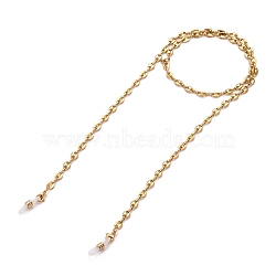 Eyeglasses Chains, Neck Strap for Eyeglasses, with 304 Stainless Steel Coffee Bean Chains, Lobster Claw Clasps and Rubber Loop Ends, Golden,  29.53 inch(75cm)(AJEW-EH00234)