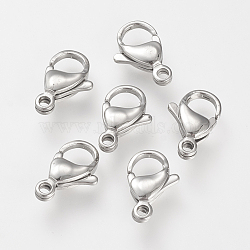 304 Stainless Steel Lobster Claw Clasps, Parrot Trigger Clasps, Stainless Steel Color, 15x9x4mm, Hole: 2mm(STAS-S066-15mm-15)