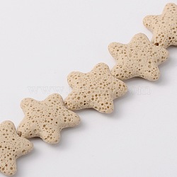 Natural Lava Rock Beads Strands, Starfish/Sea Stars, Dyed, Beige, 24~25x7~8mm, Hole: 1mm, about 18pcs/strand, 15 inch(G915-2)