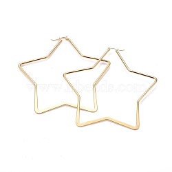 201 Stainless Steel Angular Hoop Earrings, with 304 Stainless Steel Pin, Star, Golden, 84~87x84~87x2mm, Pin: 0.8x1mm(X-EJEW-A053-01D-G)
