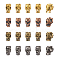 40Pcs 4 Colors Alloy European Beads, Large Hole Beads, Skull, Mixed Color, 11.5x7x9.5mm, Hole: 4mm, 10pcs/color(FIND-YS0001-02)