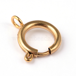 Ion Plating(IP) 304 Stainless Steel Spring Ring Clasps, Golden, 22x20x3mm, Hole: 3mm(X-STAS-E104-09B)