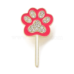 Cute Hot Pink Lollipop Enamel Pins, Zinc Alloy Brooches for Backpack Clothes, Golden, Paw Print, 35x19.5mm(JEWB-S025-12D)