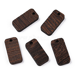 Natural Wenge Wood Pendants, Undyed, Rectangle Charms, Coconut Brown, 21x10.5x3.5mm, Hole: 2mm(WOOD-T023-33A-01)