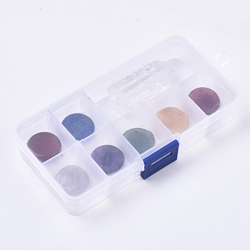 Natural Mixed Stone Beads, Flat Round & Hexagonal Prisms, No Hole/Undrilled, 21x4.5mm, 8pcs/box
