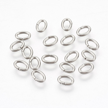 304 Stainless Steel Jump Rings Jewelry Findings, Closed but unsolder, Oval, Stainless Steel Color, 18 Gauge, 6x4x1mm, Hole: 2x4mm